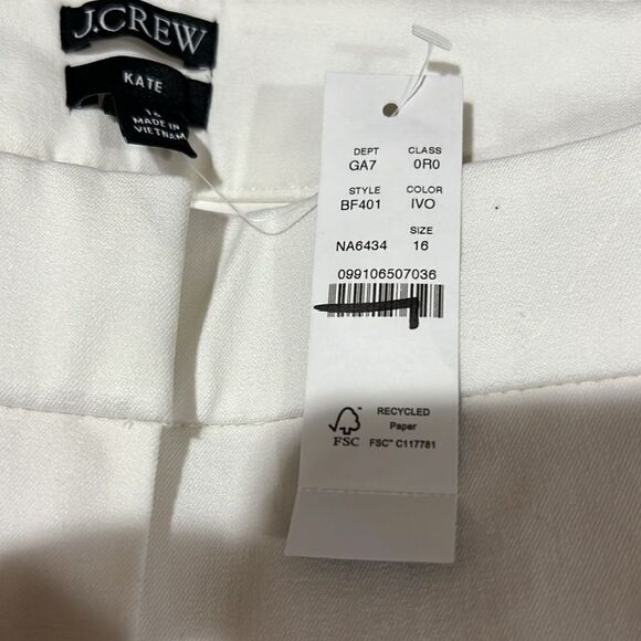 J. Crew Ivory  Kate straight-leg pant in bi-stretch cotton blend NWT - Picture 7 of 13